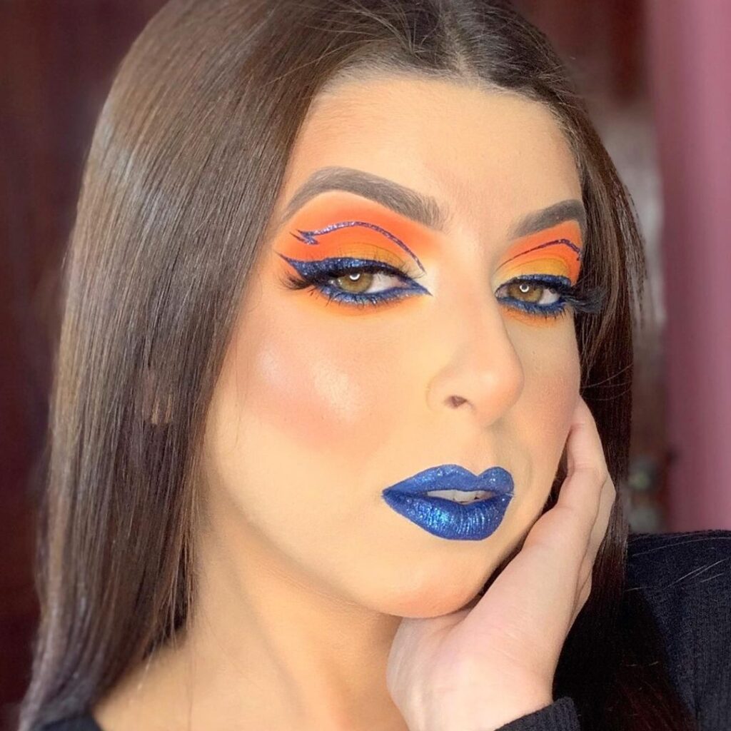 Delineado Colorido: mais de 60 inspirações pra você Delineado azul