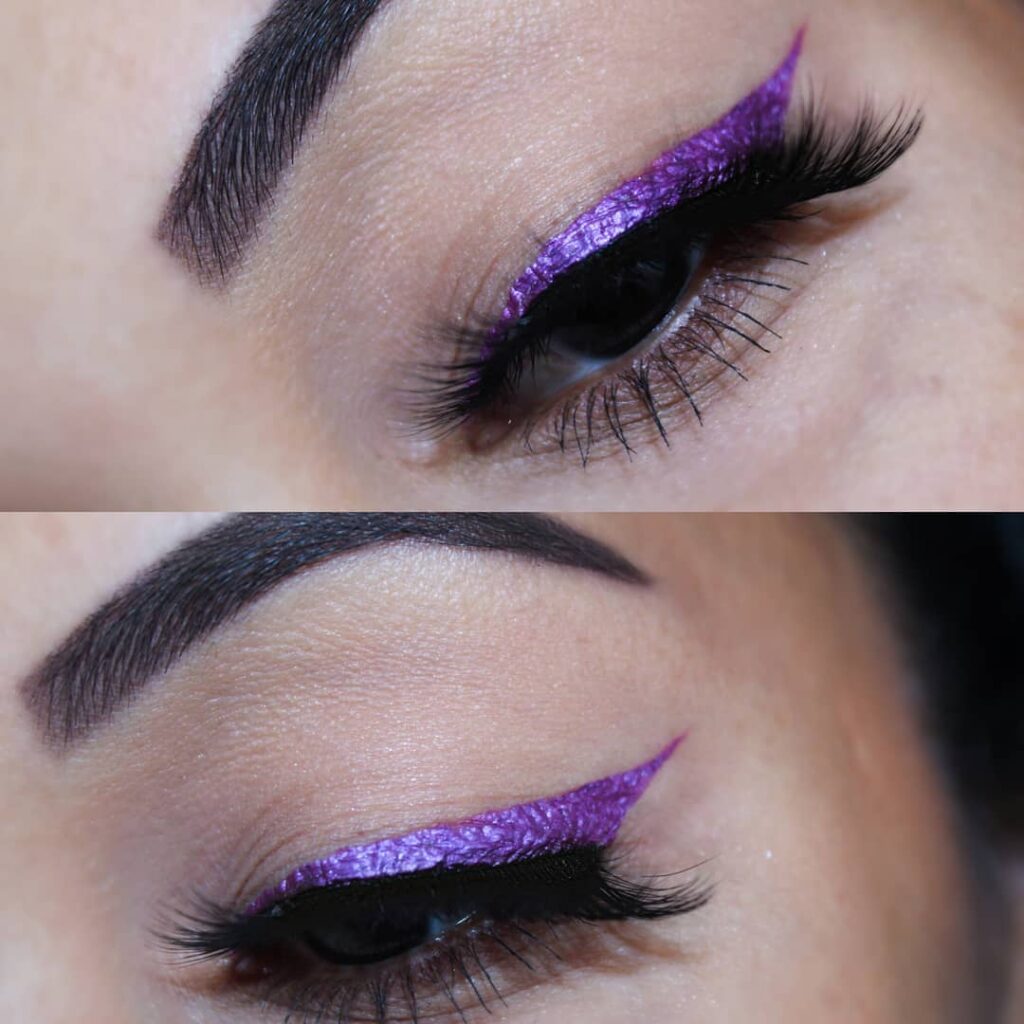 Delineado Colorido: mais de 60 inspirações pra você delineado roxo