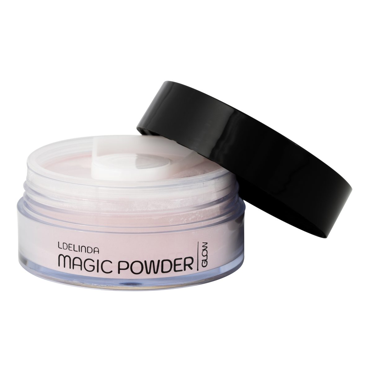 Pó Translúcido: para que Serve e Quando Usar Matte ou Glow Textura do pó iluminador Magic Powder Glow da L de Linda com partículas perladas que refletem a luz